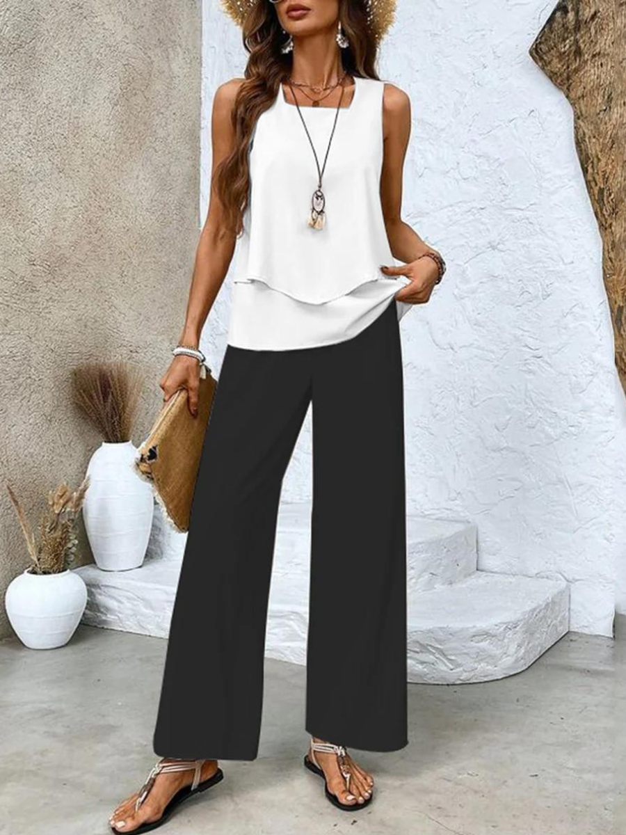 Juliette | Ensemble top et pantalon à fleurs stylisé