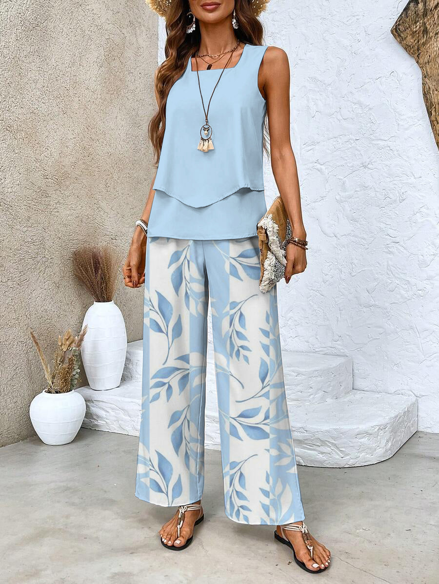 Juliette | Ensemble top et pantalon à fleurs stylisé