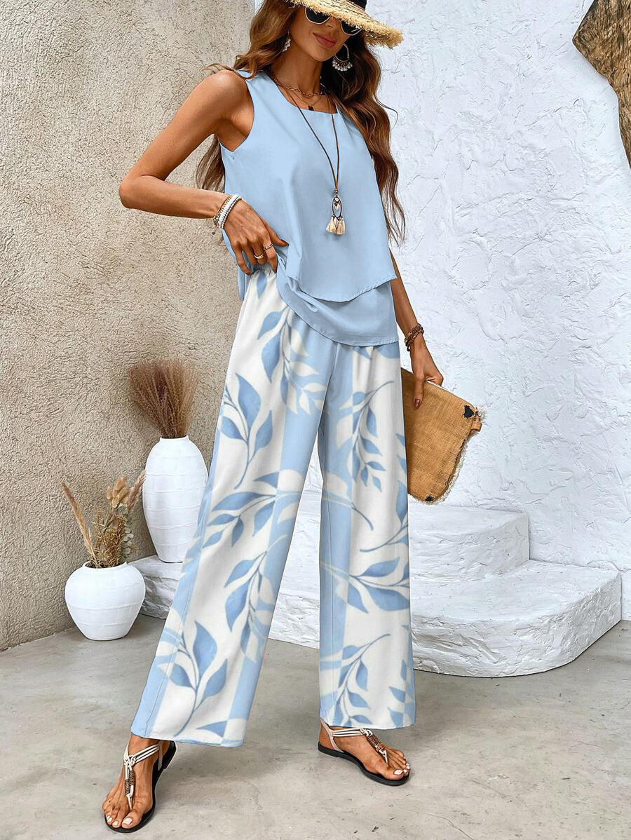 Juliette | Ensemble top et pantalon à fleurs stylisé