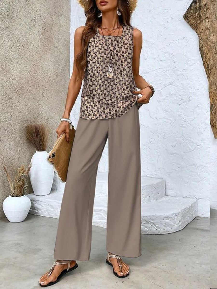 Juliette | Ensemble top et pantalon à fleurs stylisé