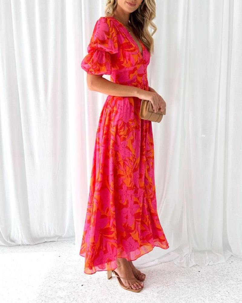 Derena | Robe Maxi Rouge Rose