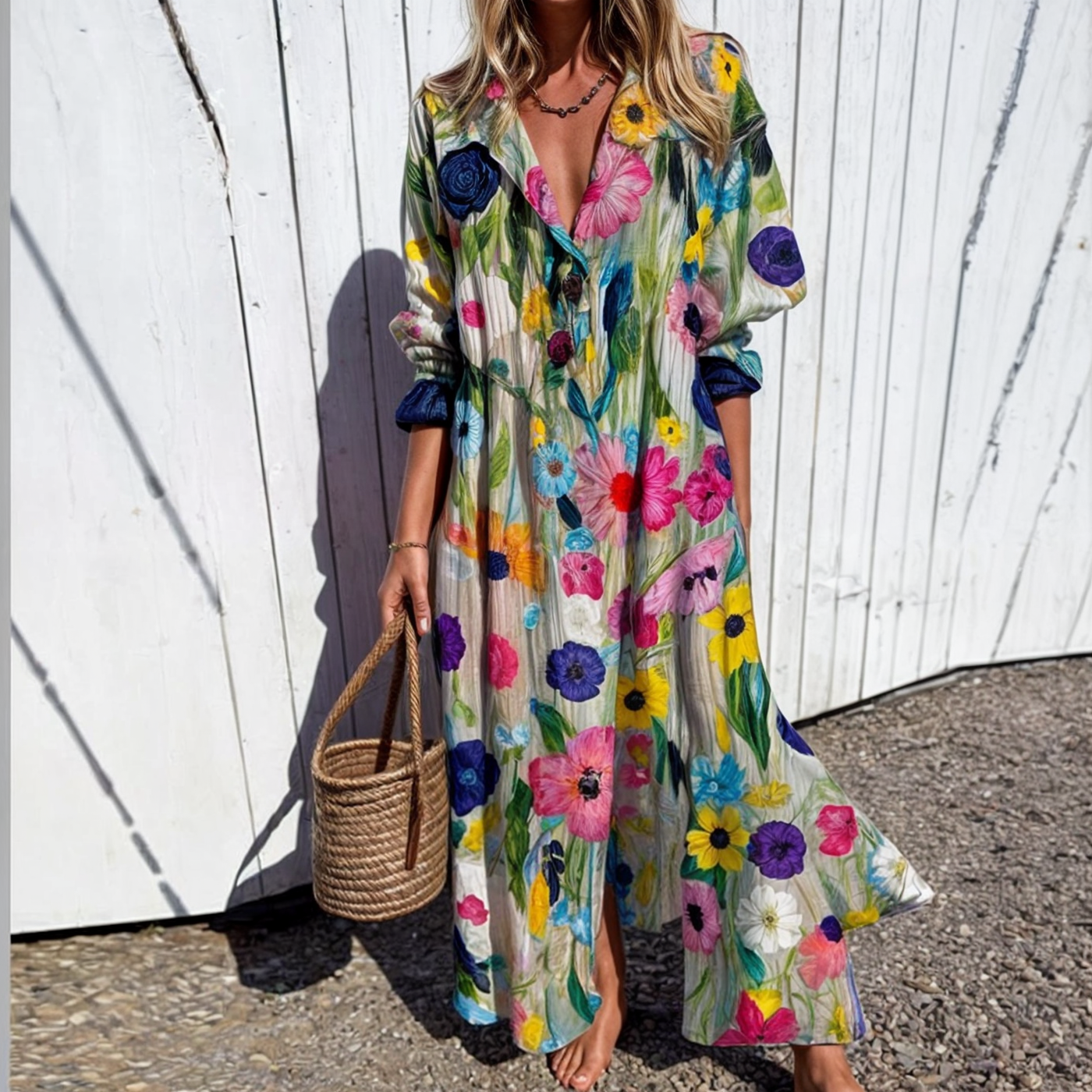 Odessa™ | Robe Chemise à Fleurs Vivantes